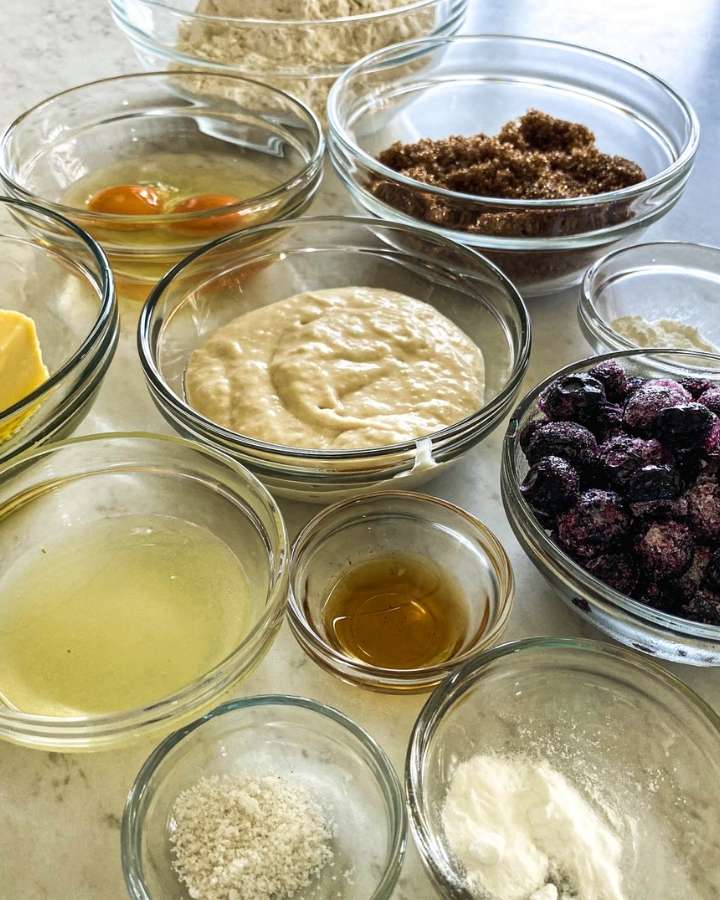 ingredients in glass bowls