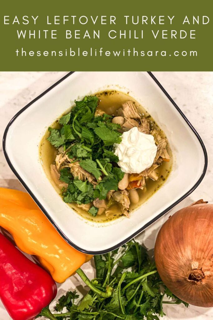 bowl of turkey and white bean chili verde