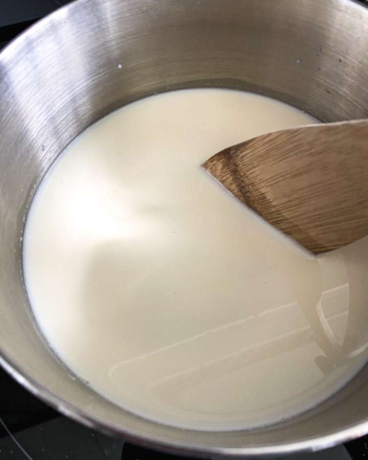 stock pot of milk